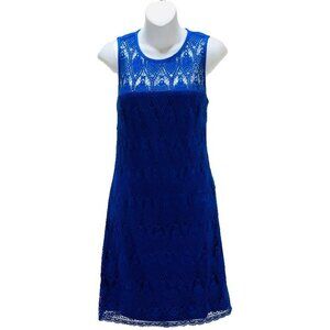 Trina Turk Womens Blue Crochet Lace Sleeveless Dress Size 8 Made Of 100% Cotton